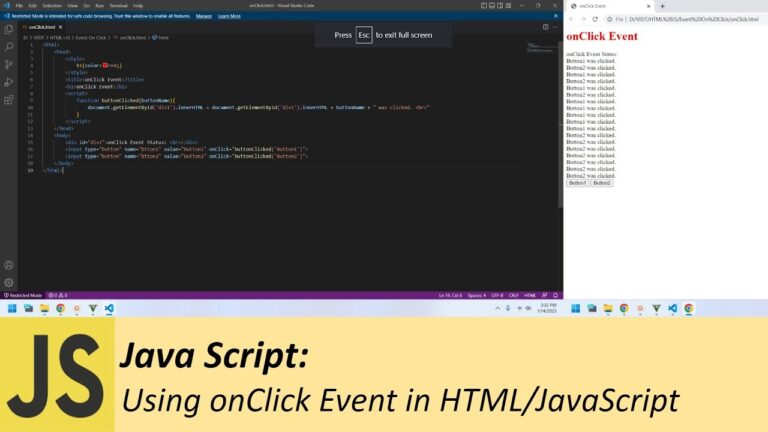 How to use onClick event trigger in HTML and JavaScript