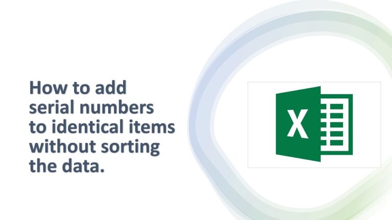 How to add serial numbers to identical items without sorting the data