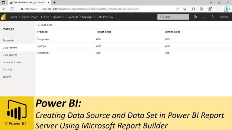 Creating Data Source and Data Set in Power BI Report Server Using Microsoft Report Builder