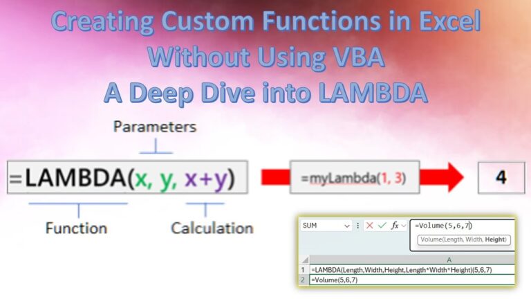 Creating Custom Functions in Excel without using VBA: A Deep Dive into LAMBDA