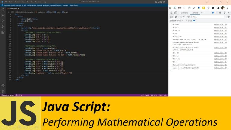 Performing Mathematical Operations in HTML using JavaScript