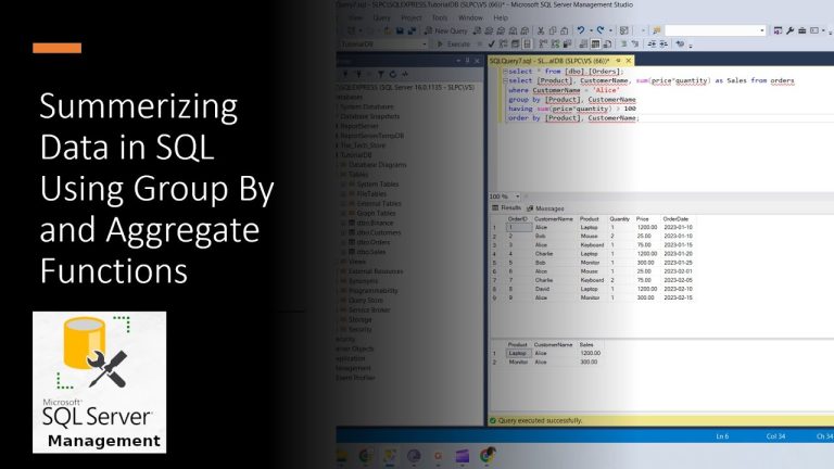 Summerizing Data in SQL Using Group By and Aggregate Functions