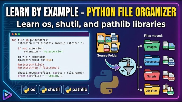 Learn By Example: Python File Organizer – Learn Windows Automation using os, shutil, and pathlib